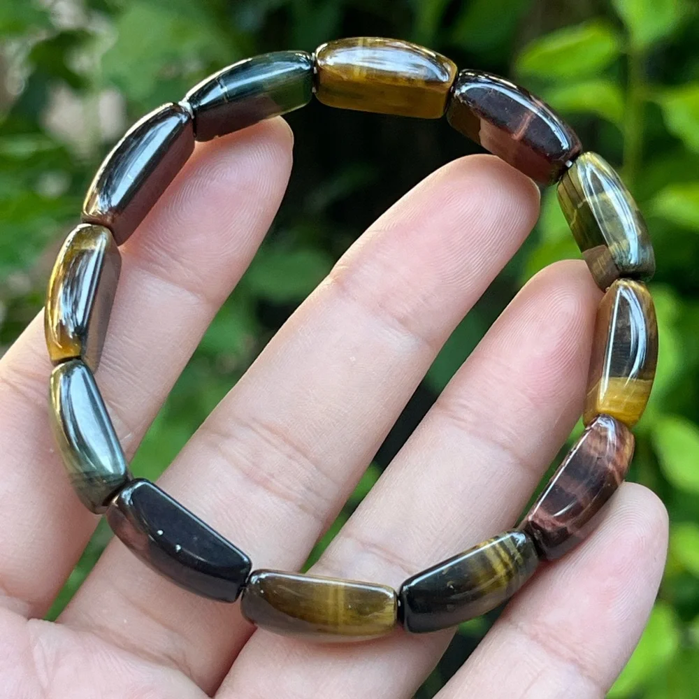 10.5mm stretchable rainbow tiger eye soft‎ bangle